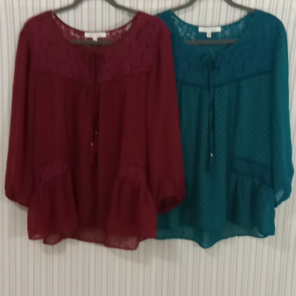 2 Black Rainn Beautiful Blousy Tops - Picture 2 of 12